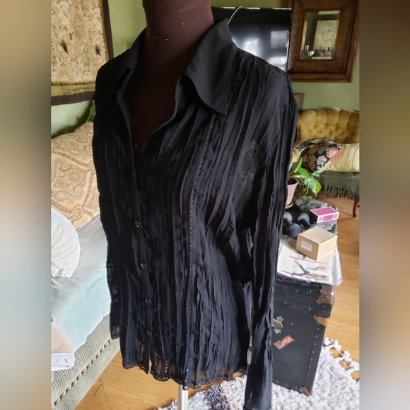 NOTATIONS Crinkled translucent fabric blouse - L - Picture 4 of 11